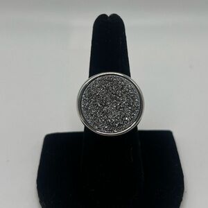Milor 925 Italy Sterling Silver Textured Disc Signet Ring Size 7.75